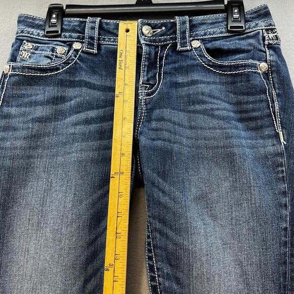 Miss Me Jeans Women's 27 (4) Blue Signature Boot Flower Sequin Pockets Blingy - Picture 13 of 15